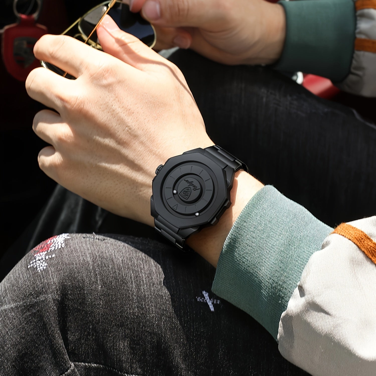 Men’s Quartz Future Magnetic Watch– Stainless Steel Underworld Time Peace Watch Band with Magnetic Back & Alloy Case