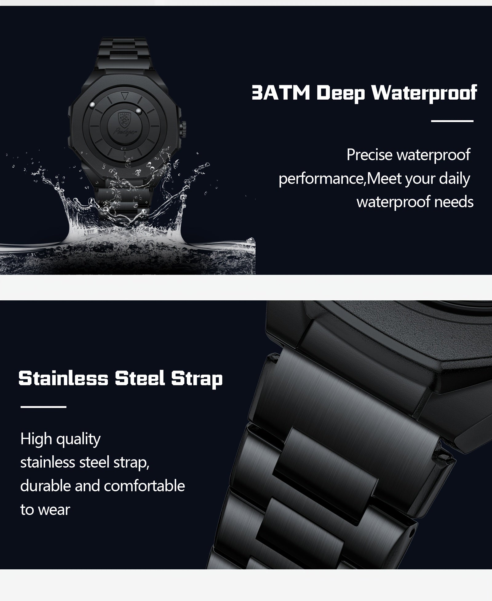 Men’s Quartz Future Magnetic Watch– Stainless Steel Underworld Time Peace Watch Band with Magnetic Back & Alloy Case