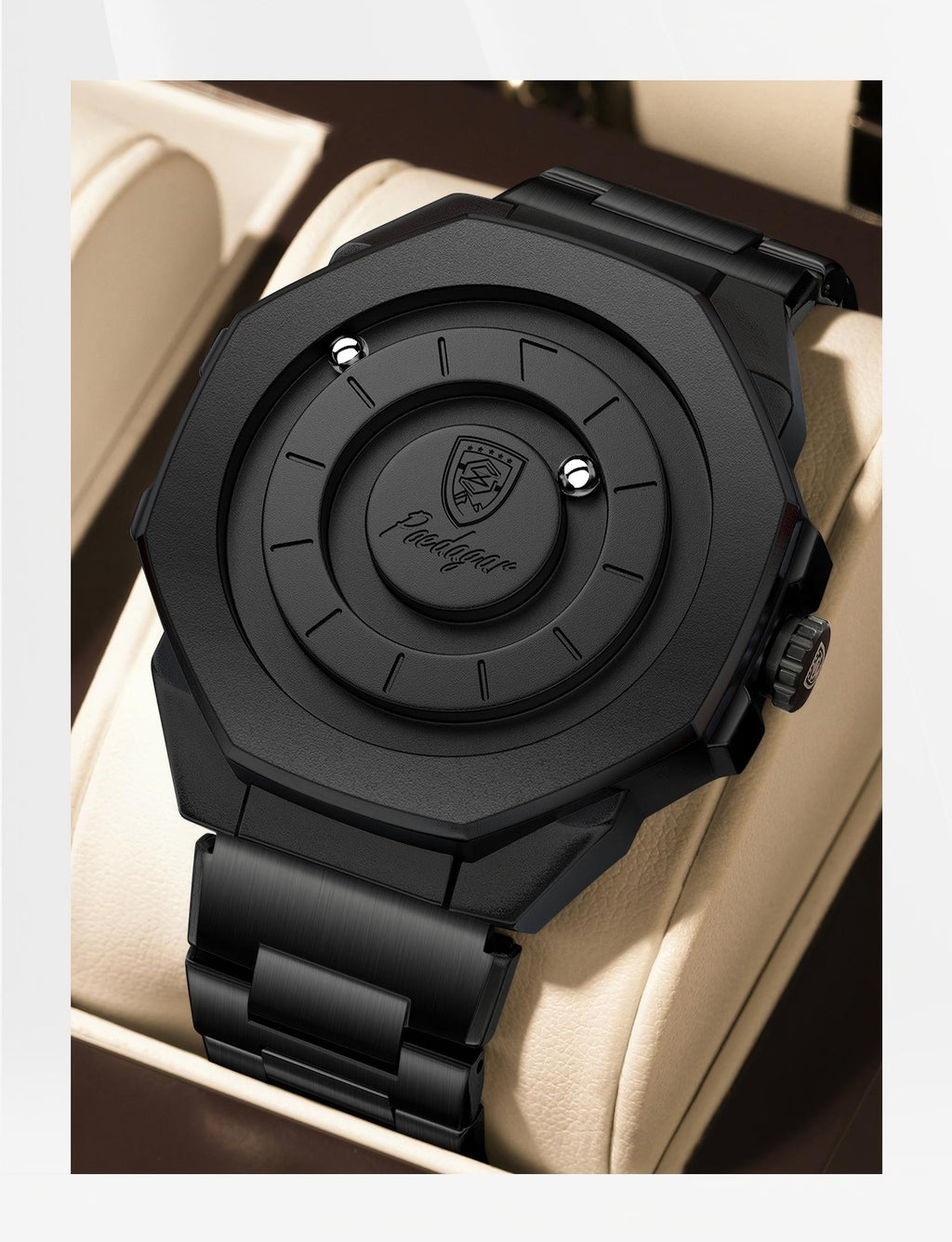 Men’s Quartz Future Magnetic Watch– Stainless Steel Underworld Time Peace Watch Band with Magnetic Back & Alloy Case