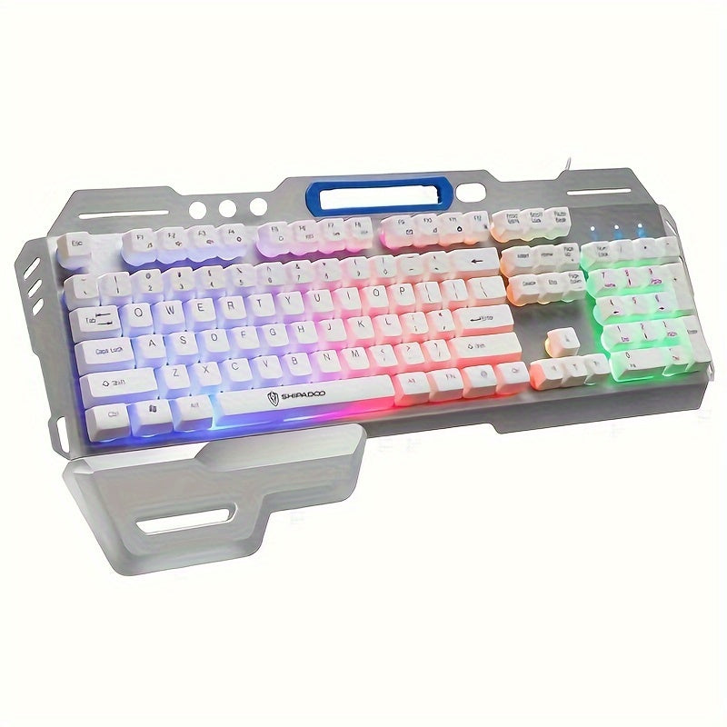 𝗥𝗢𝗚 White Wired Gaming Keyboard & Mouse Combo – Neon Backlit Mechanical Keys with Precision DPI Mouse