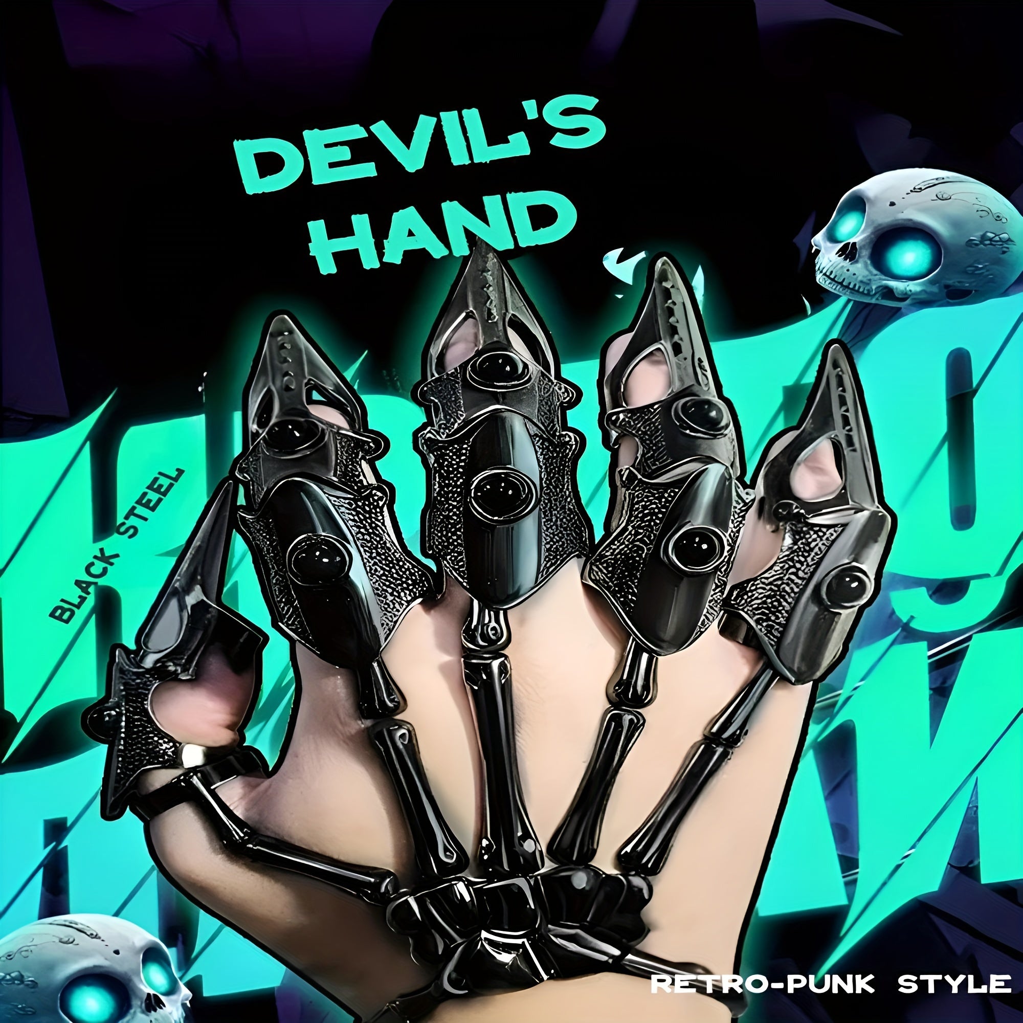 𝕮𝖞𝖇𝖊𝖗𝕻𝖚𝖓𝖐 Alloy Bone Gloves – Bionic Mechanical Claw Set